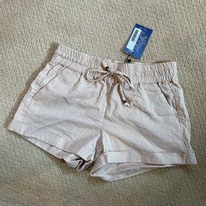 Cream Linen Blend Shorts - Small